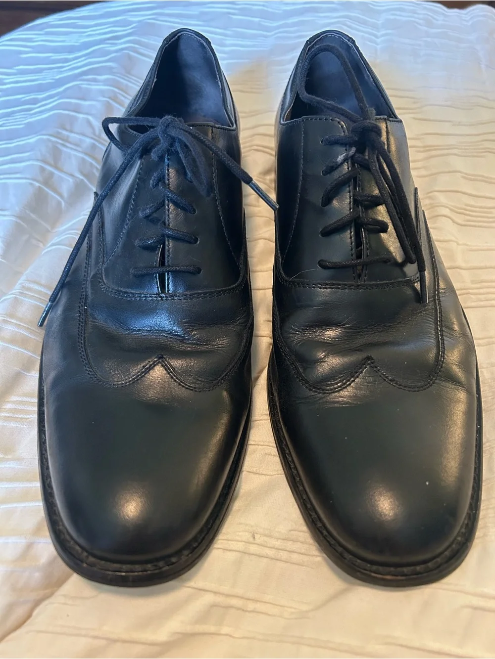 John Varvatos Black Leather Wingtip Oxford Shoes